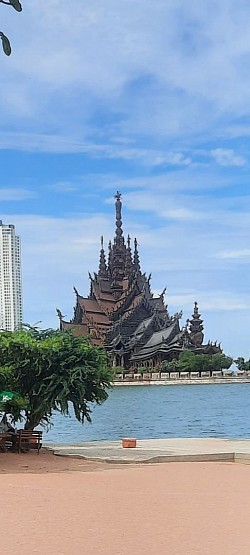 ที่นี่คือปราสาทสัจธรรมที่ทุกคนในพัทยารู้ดีว่าเป็นประติมากรรมอันที่งดงามหาดูได้ยากทุกคนชอบมาเยี่ยมชมถ่ายภาพสวยเพื่อเป็นที่ระลึกเป็นงานประติมากรรมจากอันงดงามที่หาดูได้ยาก